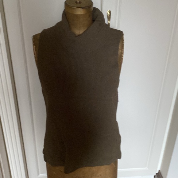 HIGHLINE COLLECTIVE SLEEVELESS TURTLENECK TOP DARK GREEN Sz LX - Picture 1 of 12